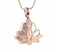 DOTUIARG Collar de urna Joyería de cremación para cenizas Acero inoxidable Cenizas conmemorativas de flor de loto Cenizas de medallón Joyas de urna de recuerdo
