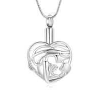 DOTUIARG Collar de urna para cenizas, joyería de cremación de corazones, colgante de recuerdo conmemorativo de la madre de acero inoxidable para hombres, mujeres