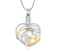DOTUIARG Collar de urna para cenizas, joyería de cremación de corazones, colgante de recuerdo conmemorativo de la madre de acero inoxidable para hombres, mujeres