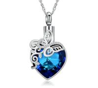 DOTUIARG Collar de urna para cenizas, mariposa cremación joyería, recuerdo de cristal, colgante, cenizas de mascota, regalos conmemorativos para mujeres hombres