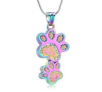 DOTUIARG Collares de urna con huellas de pata para cenizas, perro de acero inoxidable para mascotas, cremación de gatos, joyería conmemorativa de ceniza, colgante de ceniza, regalo de recuerdo para