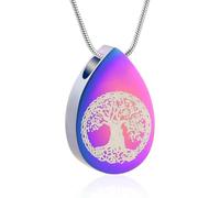 DOTUIARG Collares de urna en forma de lágrima para cenizas, Árbol de la Vida, relicarios conmemorativos de cenizas, colgantes de cremación, joyería para recuerdos para cenizas para mujeres