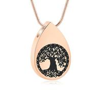 DOTUIARG Collares de urna en forma de lágrima para cenizas, Árbol de la Vida, relicarios conmemorativos de cenizas, colgantes de cremación, joyería para recuerdos para cenizas para mujeres