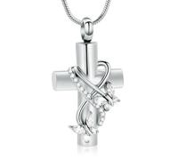 DOTUIARG Collares de urna para cenizas, joyería de cremación de mariposas, para cenizas para cruz humana con colgante de ceniza conmemorativa de mariposa de cristal