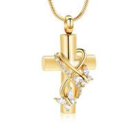 DOTUIARG Collares de urna para cenizas, joyería de cremación de mariposas, para cenizas para cruz humana con colgante de ceniza conmemorativa de mariposa de cristal