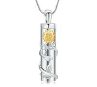 DOTUIARG Cremación cilíndrica, joyería para cenizas, colgante de flor, collar de urna, recuerdo, regalo conmemorativo de mascotas humanas para mujeres hombres