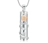 DOTUIARG Cremación cilíndrica, joyería para cenizas, colgante de flor, collar de urna, recuerdo, regalo conmemorativo de mascotas humanas para mujeres hombres