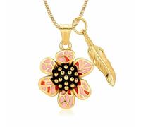 DOTUIARG Cremación de girasoles, joyería, collares de urnas de flores, colgantes de cenizas de acero inoxidable para mujeres, memoriales para joyería, recuerdos