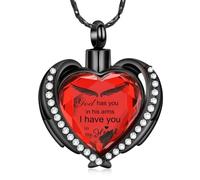 DOTUIARG Cremación de joyería, ala de ángel, corazón de urna, collares colgantes para mujeres, cristales, piedra de nacimiento, cenizas humanas, relicario conmemorativo