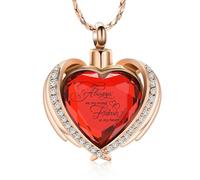 DOTUIARG Cremación de joyería, ala de ángel, corazón de urna, collares colgantes para mujeres, cristales, piedra de nacimiento, cenizas humanas, relicario conmemorativo