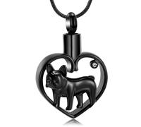 DOTUIARG Cremación para mascotas, joyería de corazón, collar de urna para cenizas, colgante de cenizas de acero inoxidable, recuerdo de perro para joyas para humanos de mascota