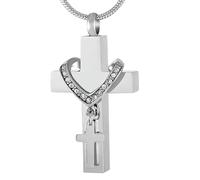 DOTUIARG Cruz con cristal joyería de cremación para cenizas collar de urna conmemorativa de acero inoxidable relicario de cenizas relicario