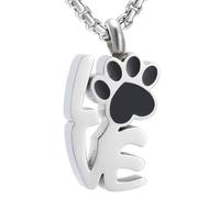 DOTUIARG Cruz de acero inoxidable dorado con huella de perro collar de cremación colgante joyería de recuerdo para cenizas