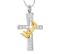 DOTUIARG Cruz Memorial Cenizas Collares para mujeres Cremación Joyería para cenizas Colgante de urna de acero inoxidable Recuerdos Regalos