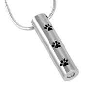 DOTUIARG Joyería cilíndrica de cremación con huella de pata de perro para urna conmemorativa de mascotas Neckalace Guarda cenizas colgante de recuerdo