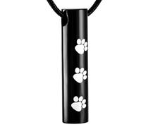 DOTUIARG Joyería cilíndrica de cremación con huella de pata de perro para urna conmemorativa de mascotas Neckalace Guarda cenizas colgante de recuerdo