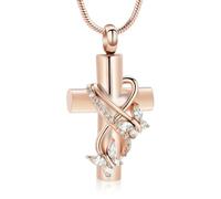 DOTUIARG Joyería conmemorativa, cruz de mariposa de cristal, collar de cremación de acero inoxidable para cenizas, regalos para hombres