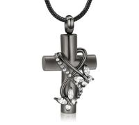 DOTUIARG Joyería conmemorativa, cruz de mariposa de cristal, collar de cremación de acero inoxidable para cenizas, regalos para hombres