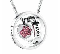 DOTUIARG Joyería conmemorativa ya no está a mi lado, para siempre en mi corazón collar de urna de cremación de acero inoxidable para cenizas para mascota