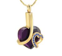 DOTUIARG Joyería de cremación, colgante de cristal morado, collares conmemorativos para cenizas, recuerdos personalizados de acero inoxidable