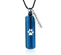 DOTUIARG Joyería de cremación, collar de urna cilíndrica con huella de pata para cenizas con jarro de cristal, joyería conmemorativa para mujeres/hombres
