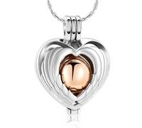 DOTUIARG Joyería de cremación, collar de urna conmemorativa para cenizas, ala de ángel, corazón de amor colgante, frasco para relicario, portacenizas