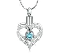 DOTUIARG Joyería de cremación, collar de urna en forma de corazón para cenizas para mujeres, colgante conmemorativo de piedra de nacimiento de acero inoxidable, regalo de recuerdo