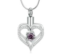 DOTUIARG Joyería de cremación, collar de urna en forma de corazón para cenizas para mujeres, colgante conmemorativo de piedra de nacimiento de acero inoxidable, regalo de recuerdo