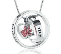 DOTUIARG Joyería de cremación con huellas de pata, collar de urna de perro/gato para cenizas, colgante de cenizas de acero inoxidable para mascota, collar de ceniza conmemorativo humano
