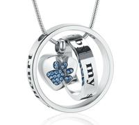 DOTUIARG Joyería de cremación con huellas de pata, collar de urna de perro/gato para cenizas, colgante de cenizas de acero inoxidable para mascota, collar de ceniza conmemorativo humano