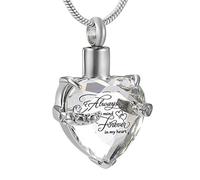 DOTUIARG Joyería de cremación de cristal en corazón para cenizas para siempre en mi corazón collar de urna de acero inoxidable para recuerdos conmemorativos para el portacenizas