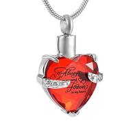 DOTUIARG Joyería de cremación de cristal en corazón para cenizas para siempre en mi corazón collar de urna de acero inoxidable para recuerdos conmemorativos para el portacenizas