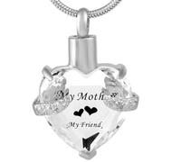 DOTUIARG Joyería de cremación de cristal en corazón para cenizas para siempre en mi corazón collar de urna de acero inoxidable para recuerdos conmemorativos para el portacenizas