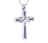 DOTUIARG Joyería de cremación para cenizas, cruz de piedra de nacimiento, urna colgante, collar conmemorativo de acero inoxidable para mujeres, hombres
