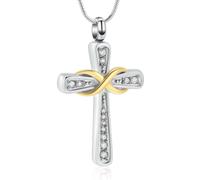 DOTUIARG Joyería de cremación para cenizas, cruz de piedra de nacimiento, urna colgante, collar conmemorativo de acero inoxidable para mujeres, hombres
