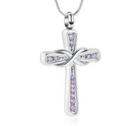 DOTUIARG Joyería de cremación para cenizas, cruz de piedra de nacimiento, urna colgante, collar conmemorativo de acero inoxidable para mujeres, hombres