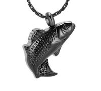 DOTUIARG Memoriales Urna funeraria de pescado colgante joyería de cremación de acero inoxidable para cenizas