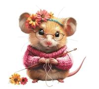 DOTUIARG Mouse tejiendo una pegatina de jersey, perfecta para decorar paredes en casa, decorar habitaciones para coche, ventanas y paredes