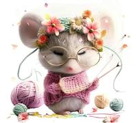 DOTUIARG Mouse tejiendo una pegatina de jersey, perfecta para decorar paredes en casa, decorar habitaciones para coche, ventanas y paredes