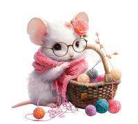 DOTUIARG Mouse tejiendo una pegatina de jersey, perfecta para decorar paredes en casa, decorar habitaciones para coche, ventanas y paredes