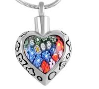 DOTUIARG Mujeres con colgantes de cristal de corazón de cristal en forma de flores en forma de recuerdo de Murano, collar de cremación para cenizas