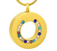 DOTUIARG Plata, oro, oro rosa, Círculo negro de cenizas con piedra arcoíris con piedra arcoíris joyería de cremación de acero inoxidable para mujeres