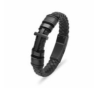 DOTUIARG Pulsera de cremación con cruz para cenizas, urna de acero inoxidable, joyería conmemorativa con brazalete trenzada, pulsera para hombres, mujeres