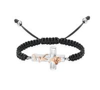 DOTUIARG Pulsera de urna con cruz para cenizas Joyería de cremación de flores de rosa Brazalete trenzada ajustable regalo para mujeres hombres