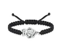 DOTUIARG Pulsera de urna de cremación de flores de acero inoxidable con cordón negro de longitud ajustable joyería conmemorativa