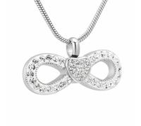 DOTUIARG Sostiene collar transparente de urna conmemorativa de acero inoxidable con corazón de cristal para cenizas de cremación de hombres/mascotas