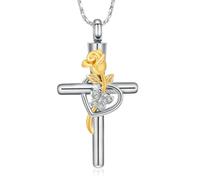 DOTUIARG Urna de cremación con cruz, collar de urna, de ceniza, urna de flores, colgante de colgante de cenizas, urna conmemorativa de recuerdos de joyería