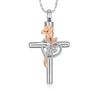 DOTUIARG Urna de cremación con cruz, collar de urna, de ceniza, urna de flores, colgante de colgante de cenizas, urna conmemorativa de recuerdos de joyería