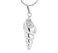 DOTUIARG Urna de cremación para caracola de collar con colgante de cenizas de cristal azul/rojo, collar de recuerdos de acero inoxidable joyería
