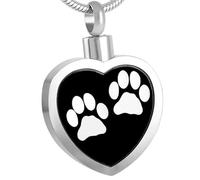 DOTUIARG Urna de huella de pata para mascotas, joyería de cremación, colgantes de ceniza de corazón, pata de perro blanca, joyería animal, collar de recuerdos